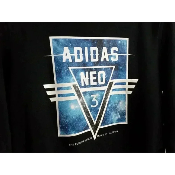 Adidas Neo Mens Crew Sweatshirt Black Cotton Blend Full Sleeve Printed Size L - Picture 3 of 6